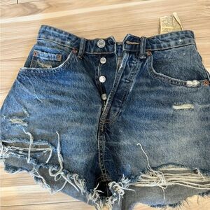 Distressed Denim Shorts Zara Size 4